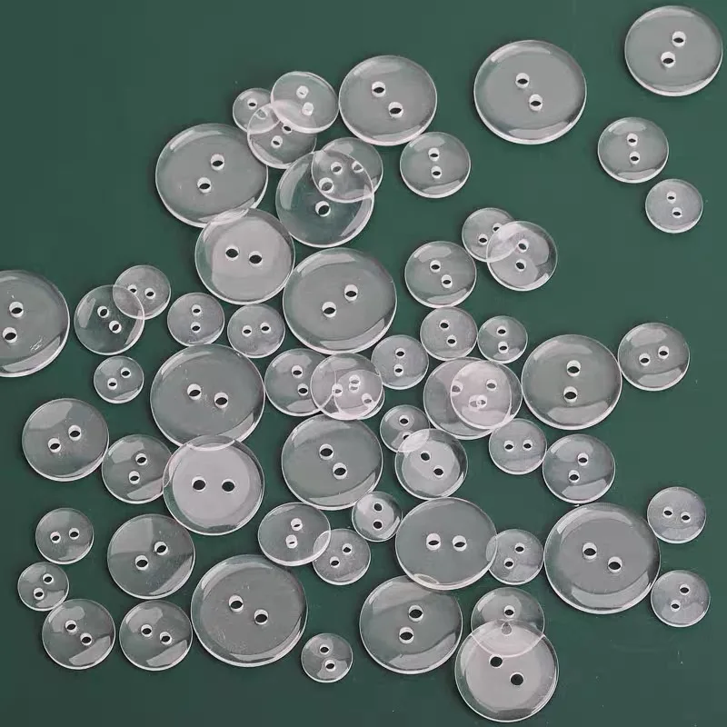 High Quality 9-30mm Two Holes Transparent White Small Buttons Bread Round Resin Sewing Buttons DIY Clothing Accessories