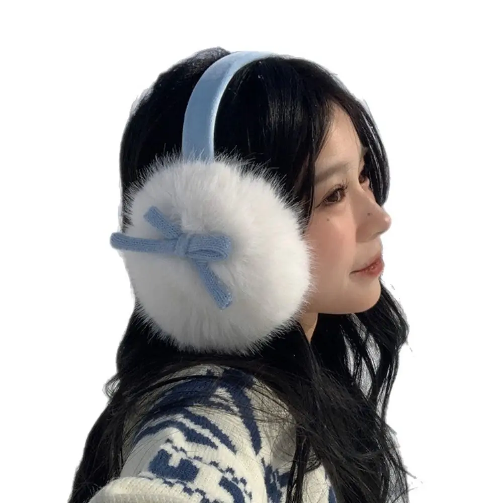 الشتاء الدافئة لينة غطاء للأذنين سميكة Bowknot الأذن دفئا التجمد سدادات حماية الأذن فو الفراء الأذن يفشل للنساء الرجال في الهواء الطلق