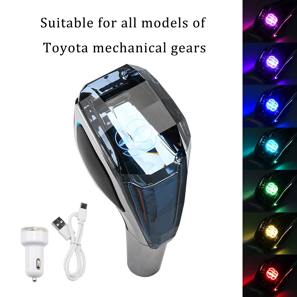 Car Universal Crystal Handle Gear Shift Knob Kit With LED For Toyota Lada Lexus Mazda mitsubishi VW KIA Interior Accessories