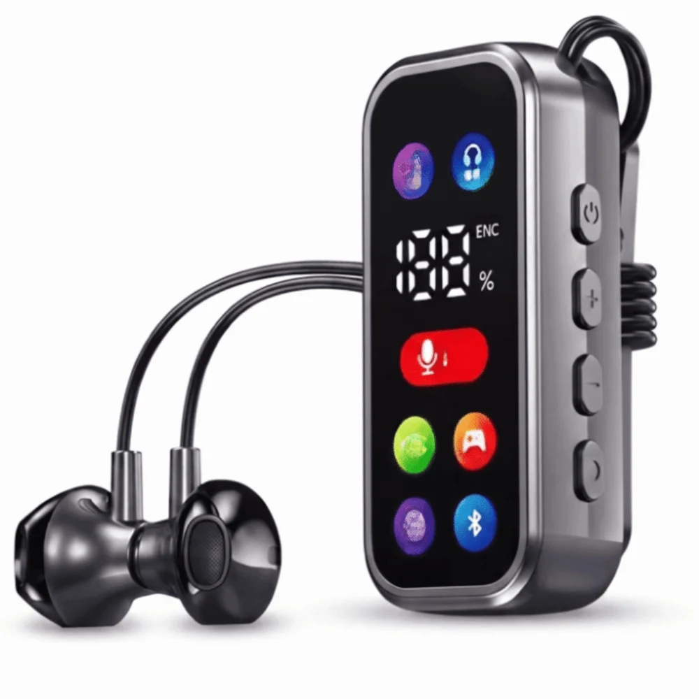 LED Display Bluetooth Earphones LED Color Screen Noise Reduction Clip-On Earphones Ultra Long Battery Life Smart Button Control