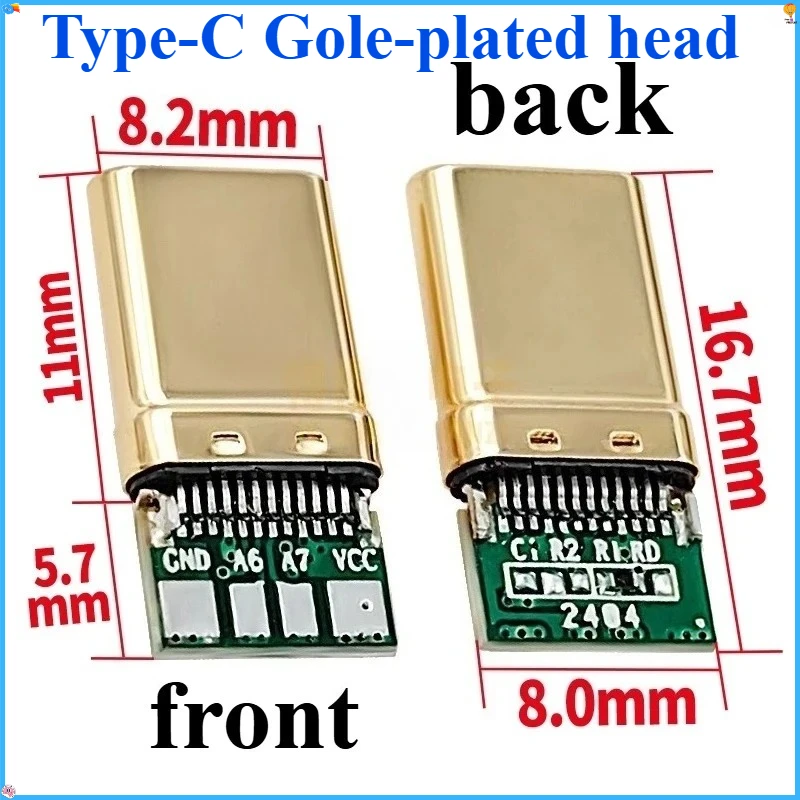 

5pcs/Lot 4Pin USB Type-C Gold-plated Male Plug USBC DIY Self-repair Welding Charging Data Line Parts type C Connector for Phone