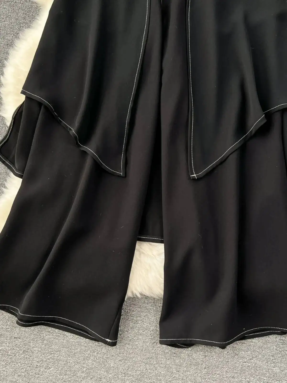 Pantaloni da donna finti in due pezzi Primavera Autunno Pantaloni larghi neri a vita alta larghi Pantaloni casual streetwear vintage femminili