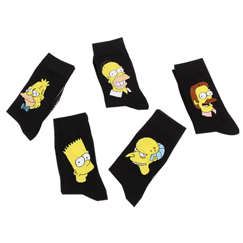 The Simpsons Funny Cotton Socks Homer Bart Cartoon Anime Figures Couple Sock Sports Breathable Winter Warmth Adults Stockings