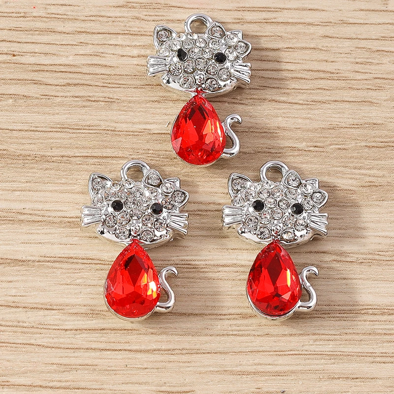 10 stücke 13x22mm Cartoon Kristall Tier Katze Charms Anhänger für Schmuck machen Frauen Mode Ohrringe Halsketten DIY Handwerk liefert – Detail 7
