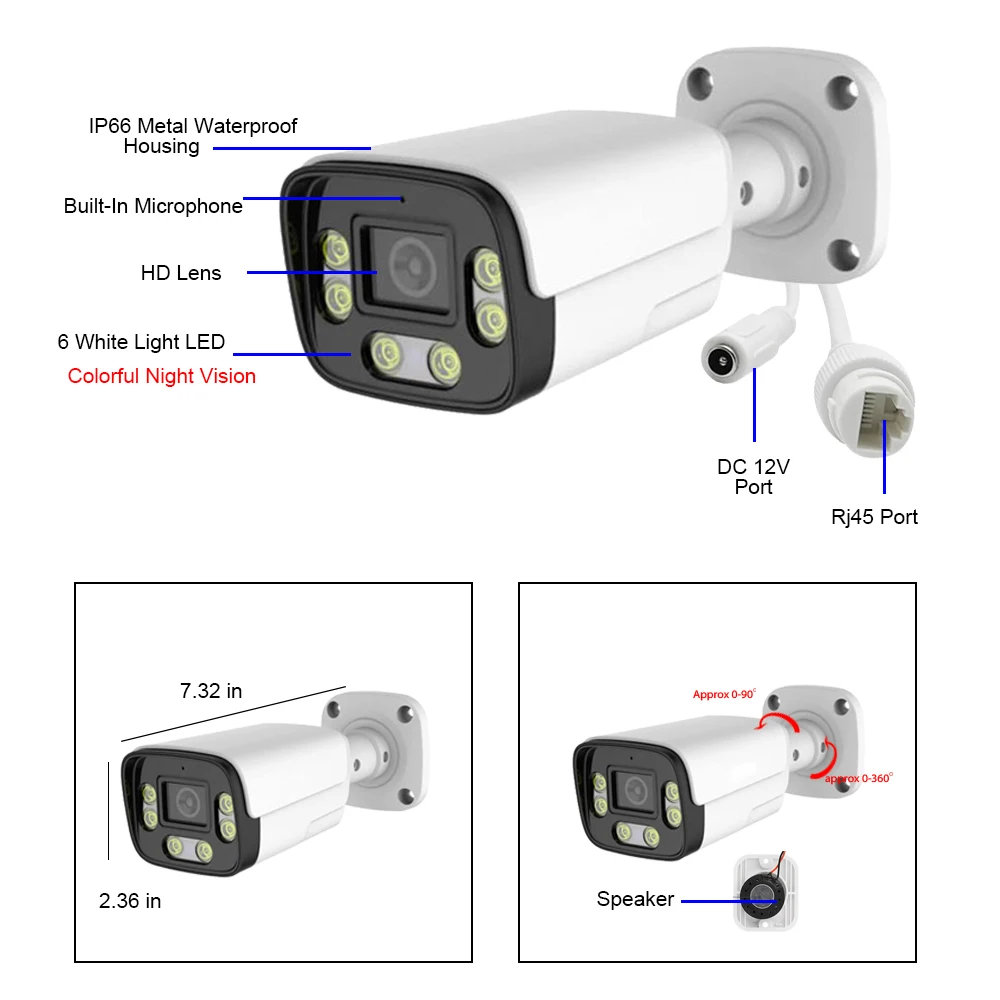 Imagem -06 - Loxcam-cctv Sistema de Câmera de Segurança Kit Nvr Áudio em Dois Sentidos Cor Impermeável Visão Nocturna Conjunto de Vigilância por Vídeo Poe 10ch 4k 8ch 8mp