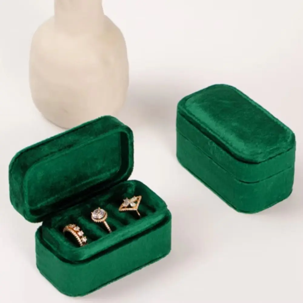 Simple Luxury Velvet Rings Holder Square Wedding Rings Display Case Storage Anti-collision Rings Bearer Box Gifts