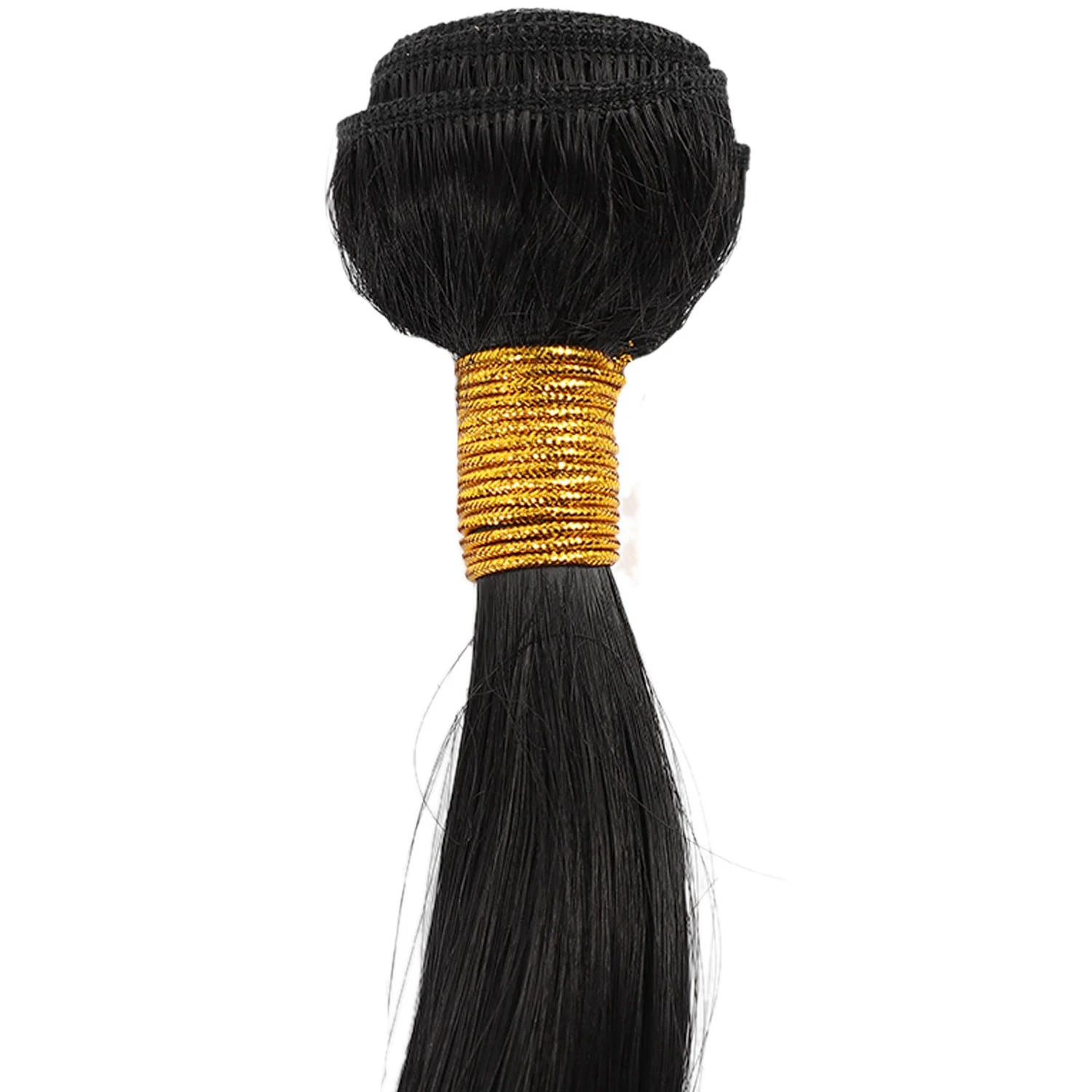 A94E-10Pcs Clips à pression marron Clips métalliques en forme de U avec cordon de 30 pouces perruque de cheveux Remy vierges droites 1 paquet