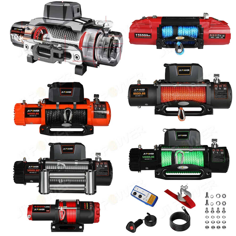 13500lbs IP67 4x4 4WD Wired/Wireless Control Synthetic Rope Electric ATV Offroad Truck Winch For Sale