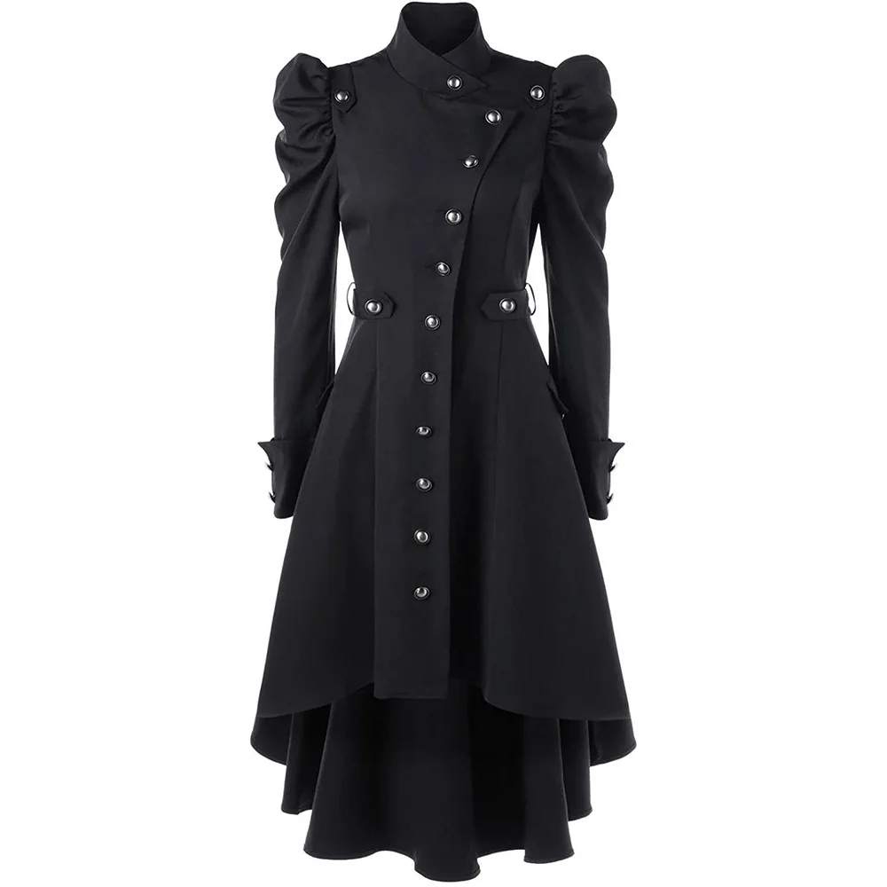 Middeleeuwse retro op maat gemaakte opstaande kraag Briti Sle damesjas lange jas slim fit faionable lentecollectie