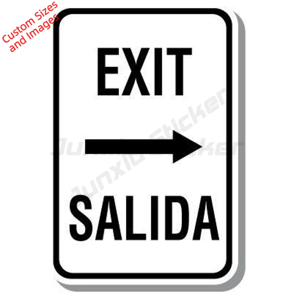 Salida With Right Arrow UV Resistant Waterproof Vinyl Decal For Office Entrance Door Outdoor Entry Direction Notice Sticker