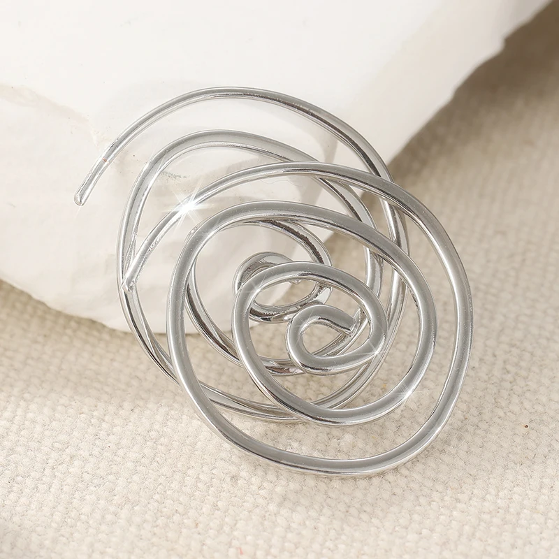 Vintage Silver Plated Spiral Hoop Earrings For Women Bohemian Style Simple Swirls Design Earrings Daily Versatile Jewelry