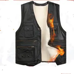 2025 Winter jacket Men genuine Cowhide leather vest spring and summer vest fur male genuine leather plus size 5XL inter men coat