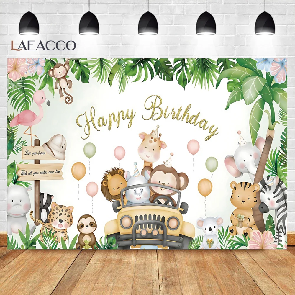 خلفية تصوير سفاري الغابة الاستوائية، خلفية تصوير برية واحدة للأطفال لأعياد ميلاد الحيوانات، لافتة تزيين للحفلات، خلفيات تبادل لاطلاق النار العائلية