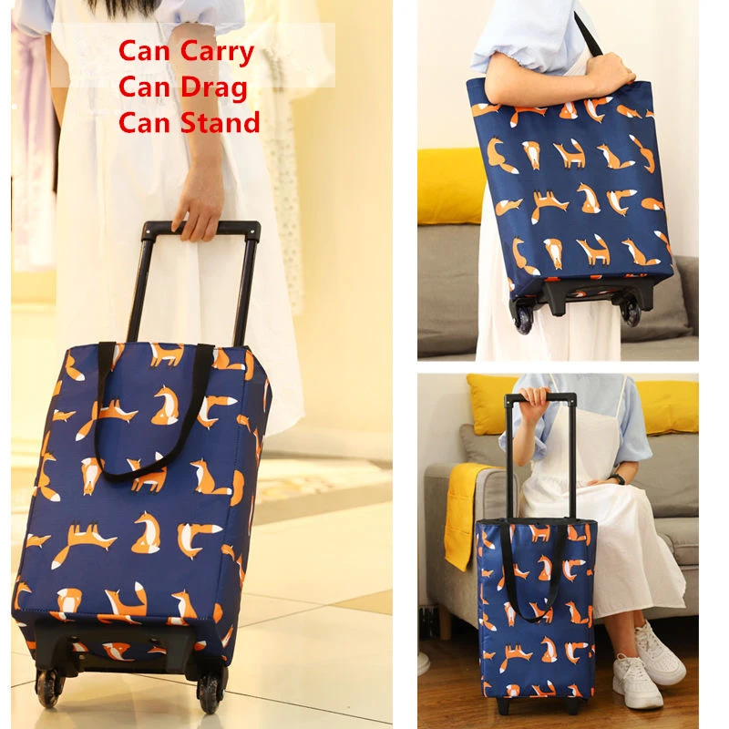 Folding Shopping Bag Women's Big Pull Cart Shopping Bags For Organizer Portable Buy Vegetables Trolley Bags On Wheels The Market