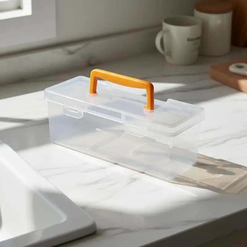 1-teiliges Werkzeug-Organizer-Set, transparente Teileaufbewahrung mit Trennwänden – tragbare Box für die Aufbewahrung von Küchengewürzen