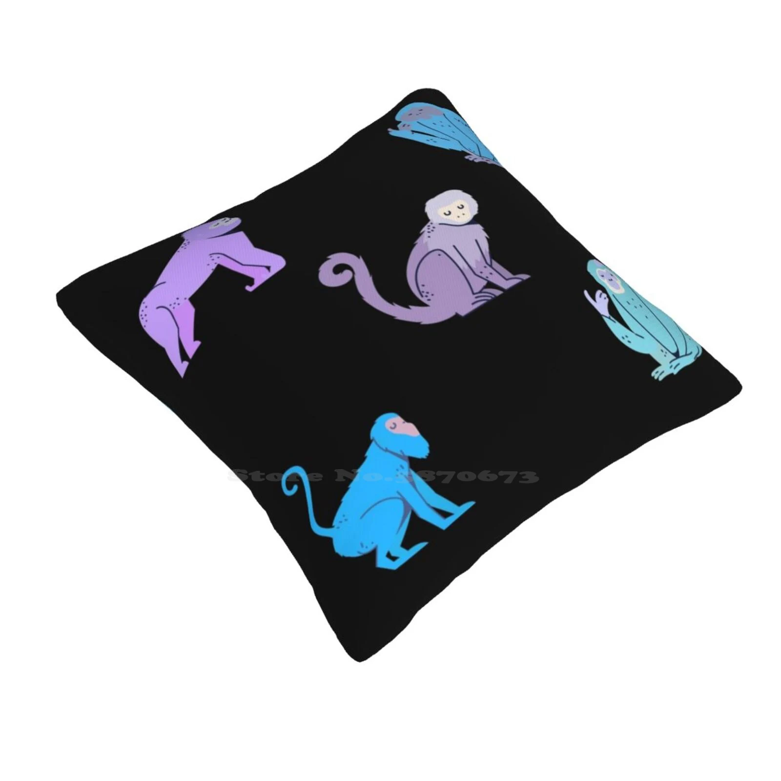 Cute Monkeys ( Black ) Fashion Sofa Throw Pillow Cover Pillowcase Cute105 Cute Monkeys Animals Nature Monkeys Lovers Animal