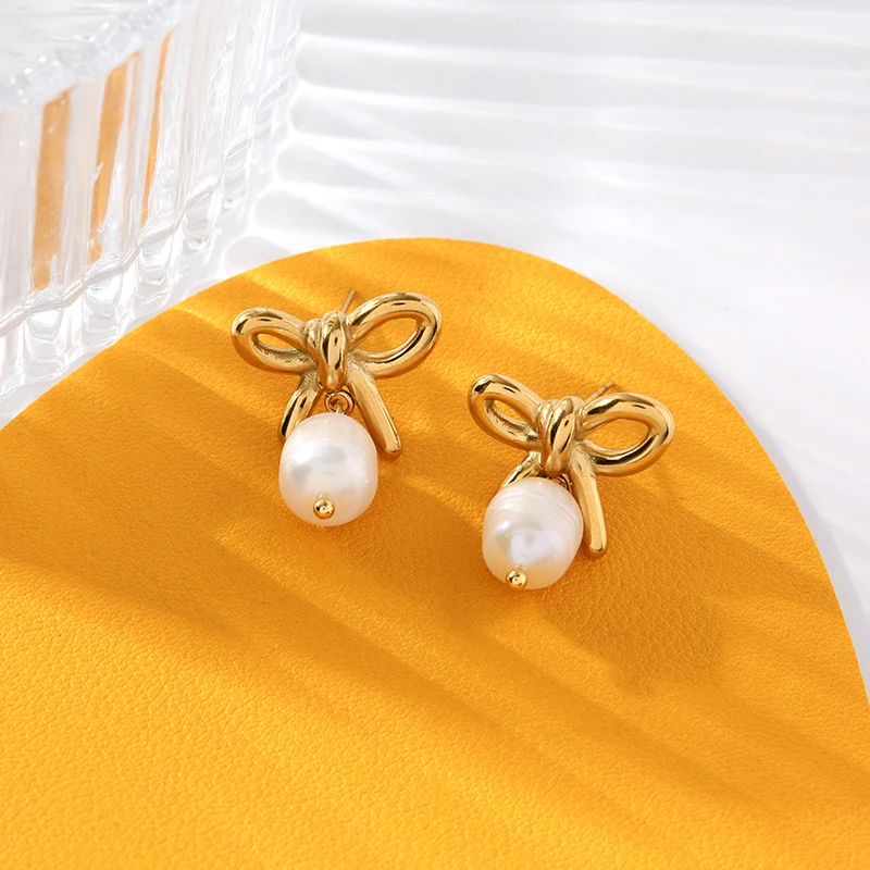 EILIECK 316L Edelstahl Herz-Blumen-Perlen-Halskette Ohrringe Set für Damen Mode-Schmuckset Wasserdicht Bijoux Femme – Detail 18