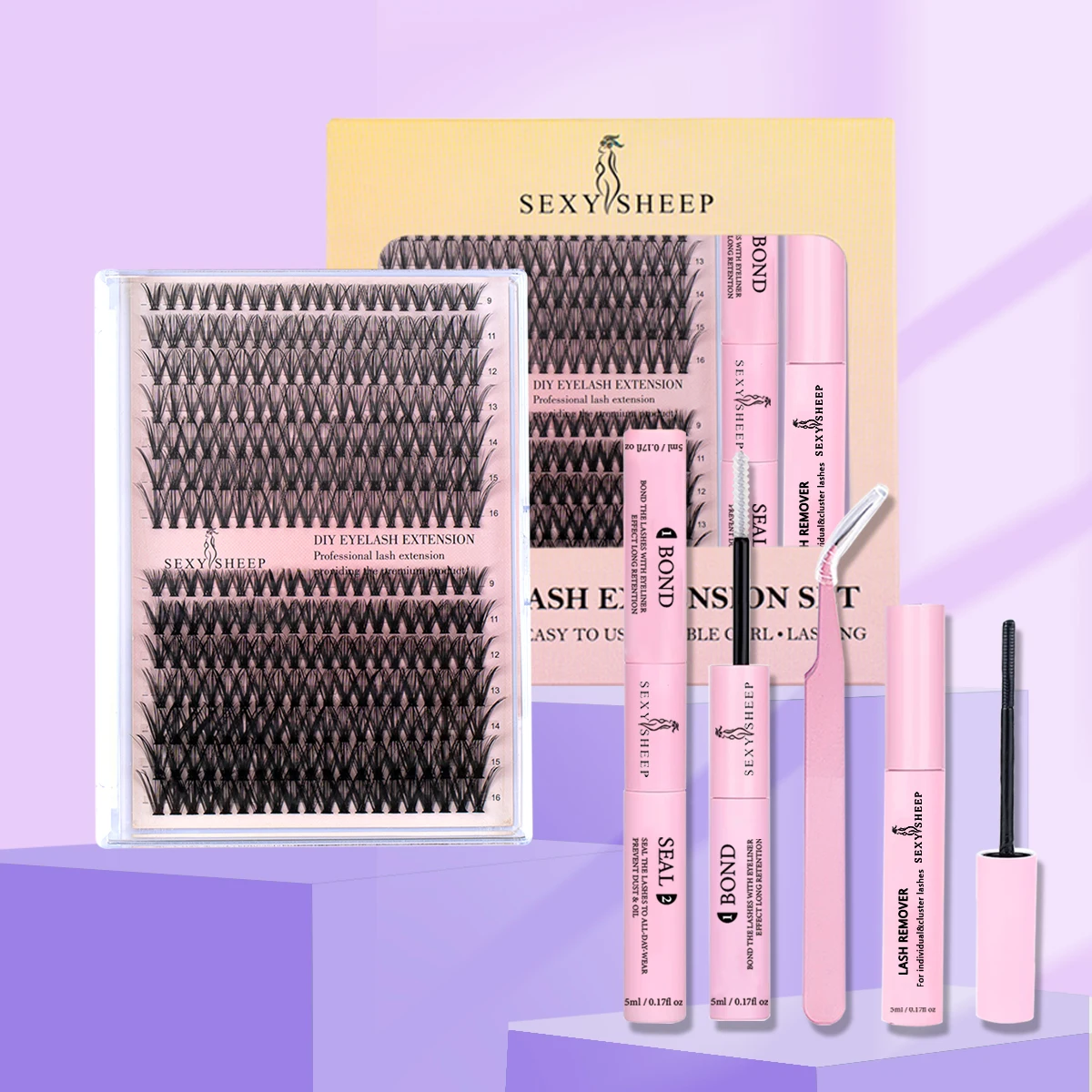 280 قطعة مجموعة الرموش العنقودية رقيق سميكة رمش تمديد عدة فو المنك جلدة لاش تمديد لاش السندات ومزيل الختم الملقط