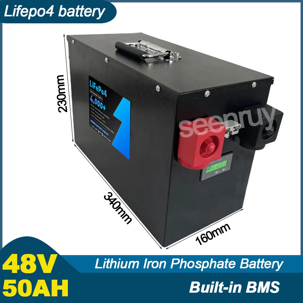 48V 50AH Lifepo4 With 58.4V Charger 30A 50A 80A 100A 120A Tricycle Wind Solar System RV Golf Cart Lithium Iron Phosphate Battery