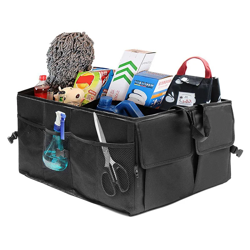 Car Trunk Organizer Box Large Capacity Auto Multiuse Tools Storage Bag Stowing Tidying Leather Folding For Emergency Storage Box