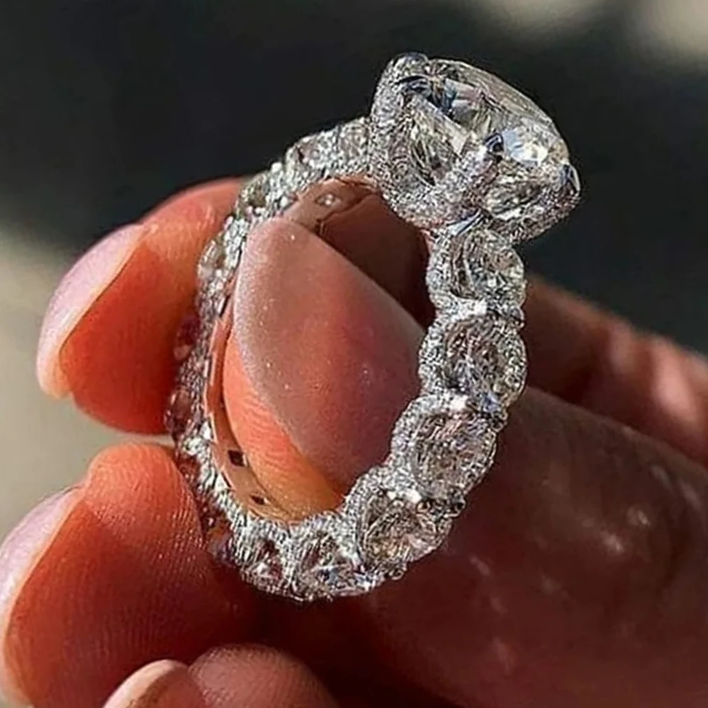 2025 نمط جديد الزفاف الأبدية مزاجه الموضة إكسسوار شخصي مطعمة مع جولة لامعة الزركون مطعمة الدائري للنساء