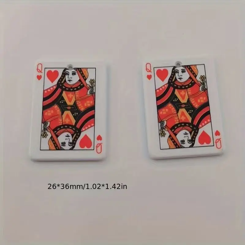 10pcs acrylic double-sided simulation poker pendant, DIY jewelry making earrings necklace keychain accessories view 6