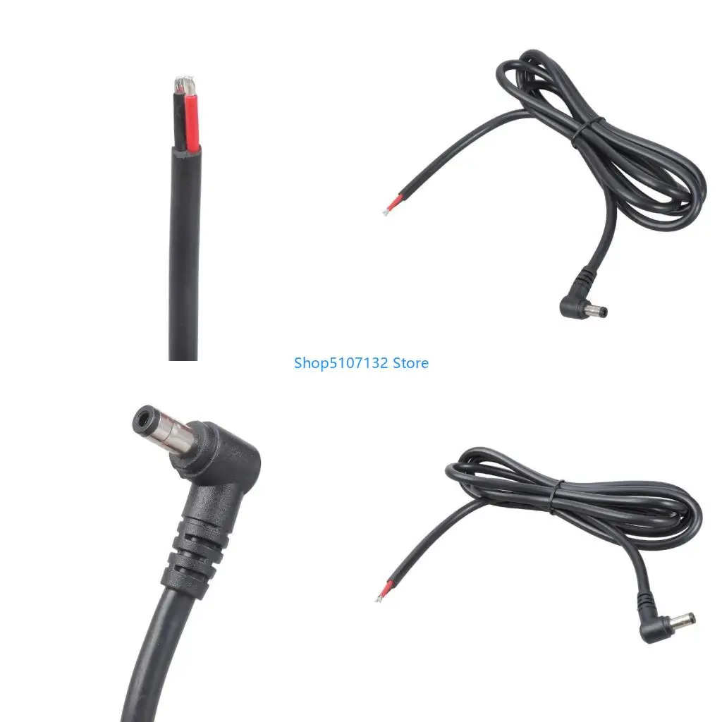 87HD 90 Degree DC5525 Power Cable 5.5x2.5mm Plug to Bare Wire 15A Rating Extension Cord Line for Home Electronics Devices