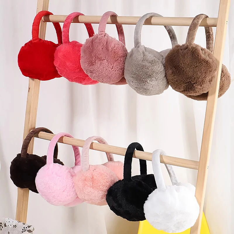 1 pz portatile pieghevole inverno caldo paraorecchie moda tinta unita paraorecchie protezione fredda esterna morbido peluche scalda orecchie