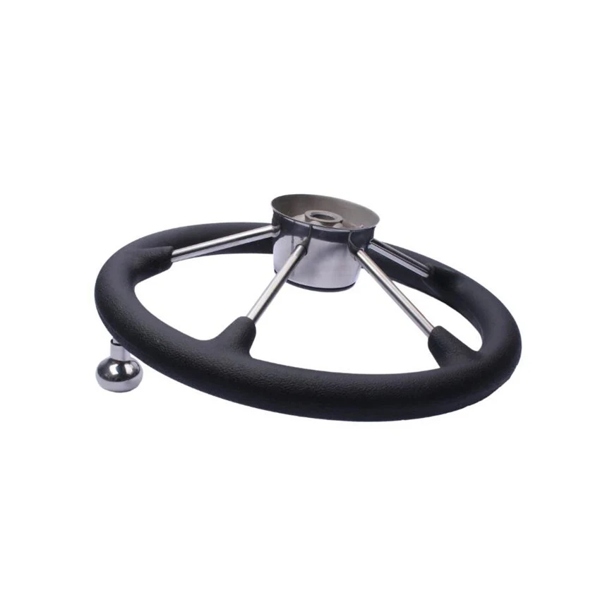 Marine Stainless Steel Boat Steering Wheel 9108SBF (11 inch -280mm) Black Foam Boat Steering Wheel Marine Hardware Accessories