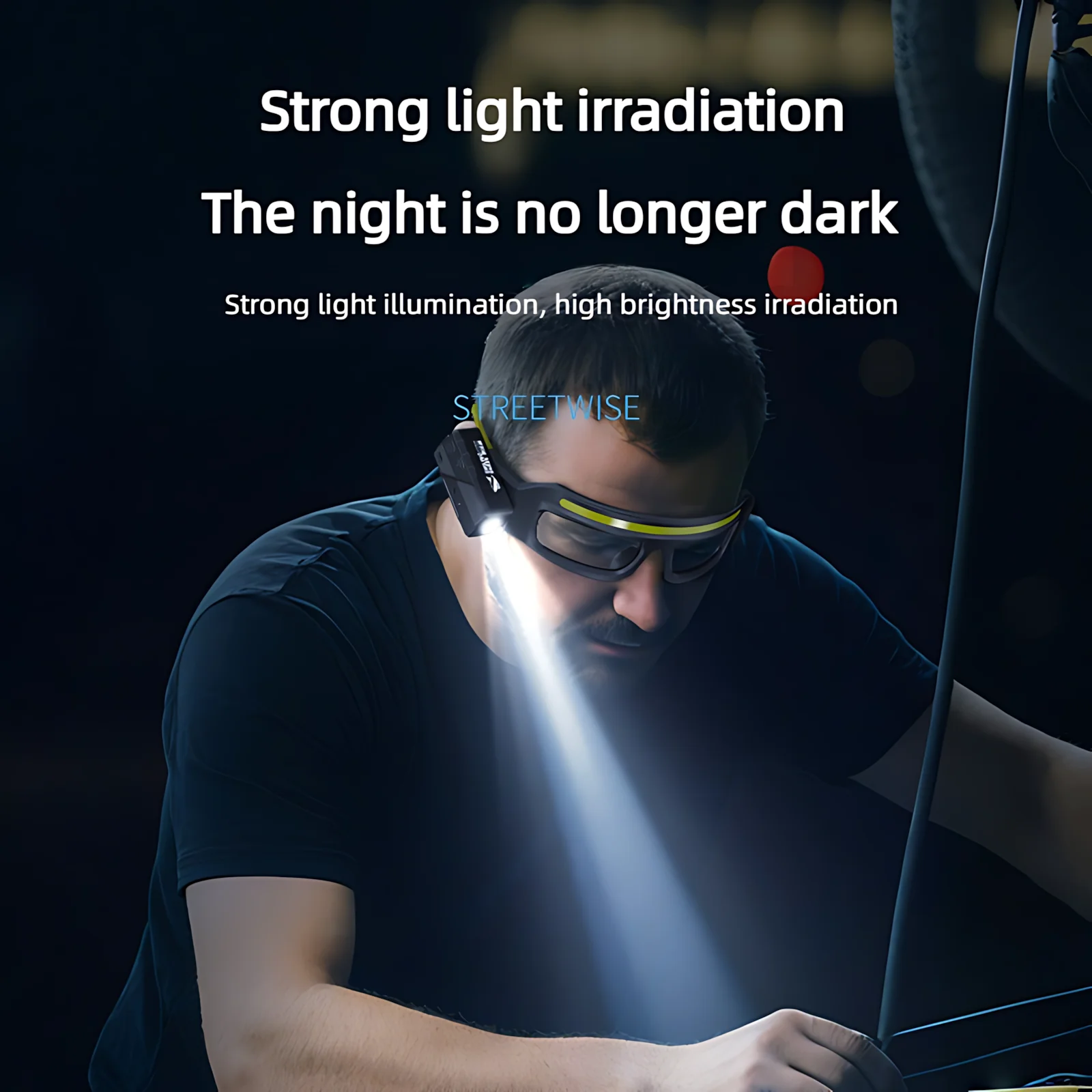 Hands-Free Headlamp 99g Ultra Light, Wave Sensor Control, 5 Modes w/Strobe, 90° Rotatable, USB-C Rechargeable for Cycling Fishing Repair