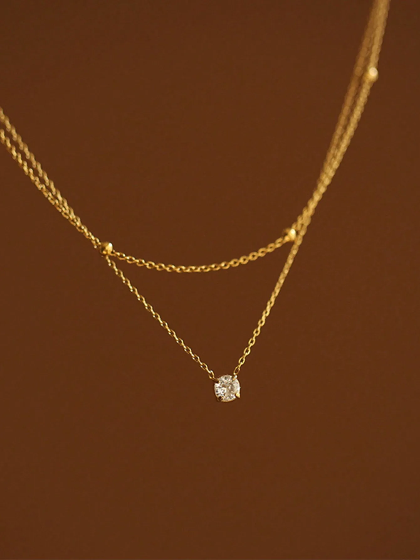 1 قطعة طبقة مزدوجة حجر الراين سلسلة قلادة الفولاذ المقاوم للصدأ المرأة الحد الأدنى مجوهرات للاستخدام اليومي والمناسبات الرسمية هدية #2