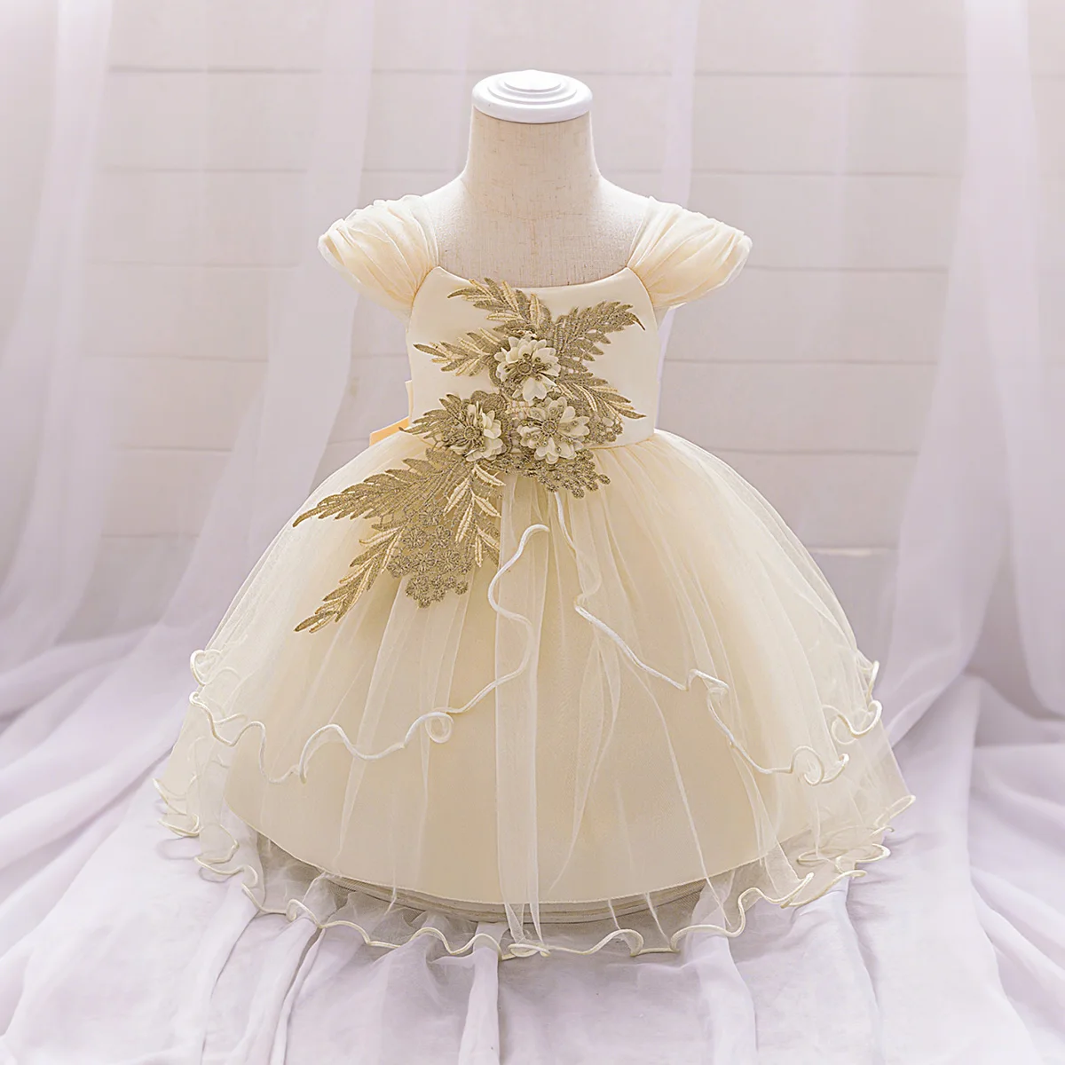 

Elegant Flower Party Baby Girl Dress Lace 1st Birthday Baptism Princess Dresses for Kids Toddler Wedding Bridesmaid Prom Costume