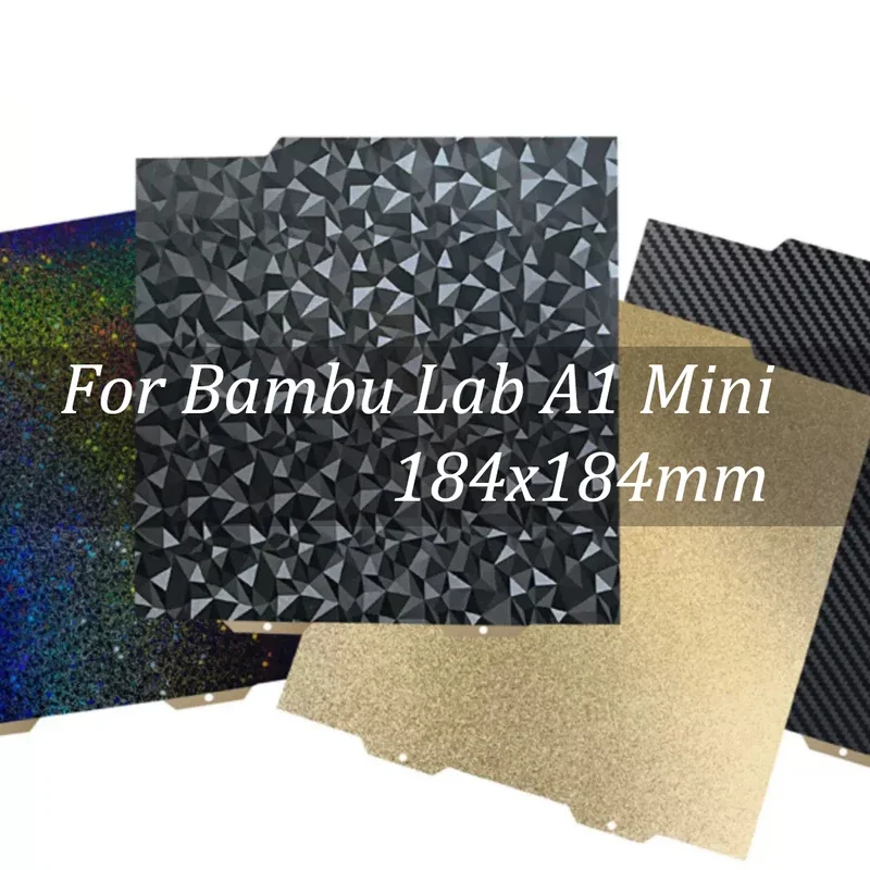 For Bambu Lab A1 Mini Build Plate 184x184 Double Sided H1H PEY PEO PET PEI Bed Spring Steel Sheet Pei Bambulab