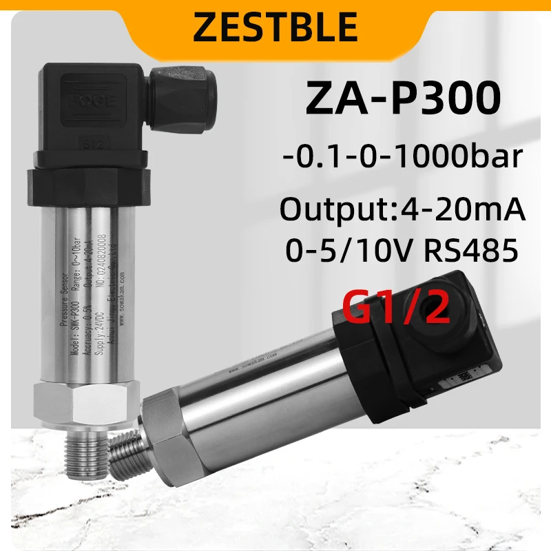 ZA-P300 Pressure Transmitters G1/2 0-2.5bar Oil Water Gas Liquid Pressure Transducer 4-20mA 0-10V Output M20*1.5