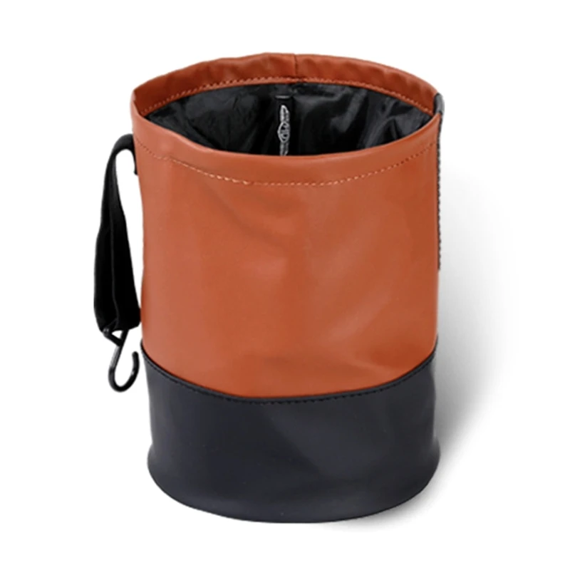 Auto Trash Can Portable Collapsible Rubbish Bin Waterproof Leather Garbage Waste Basket Car Pop-up Rubbish Bin