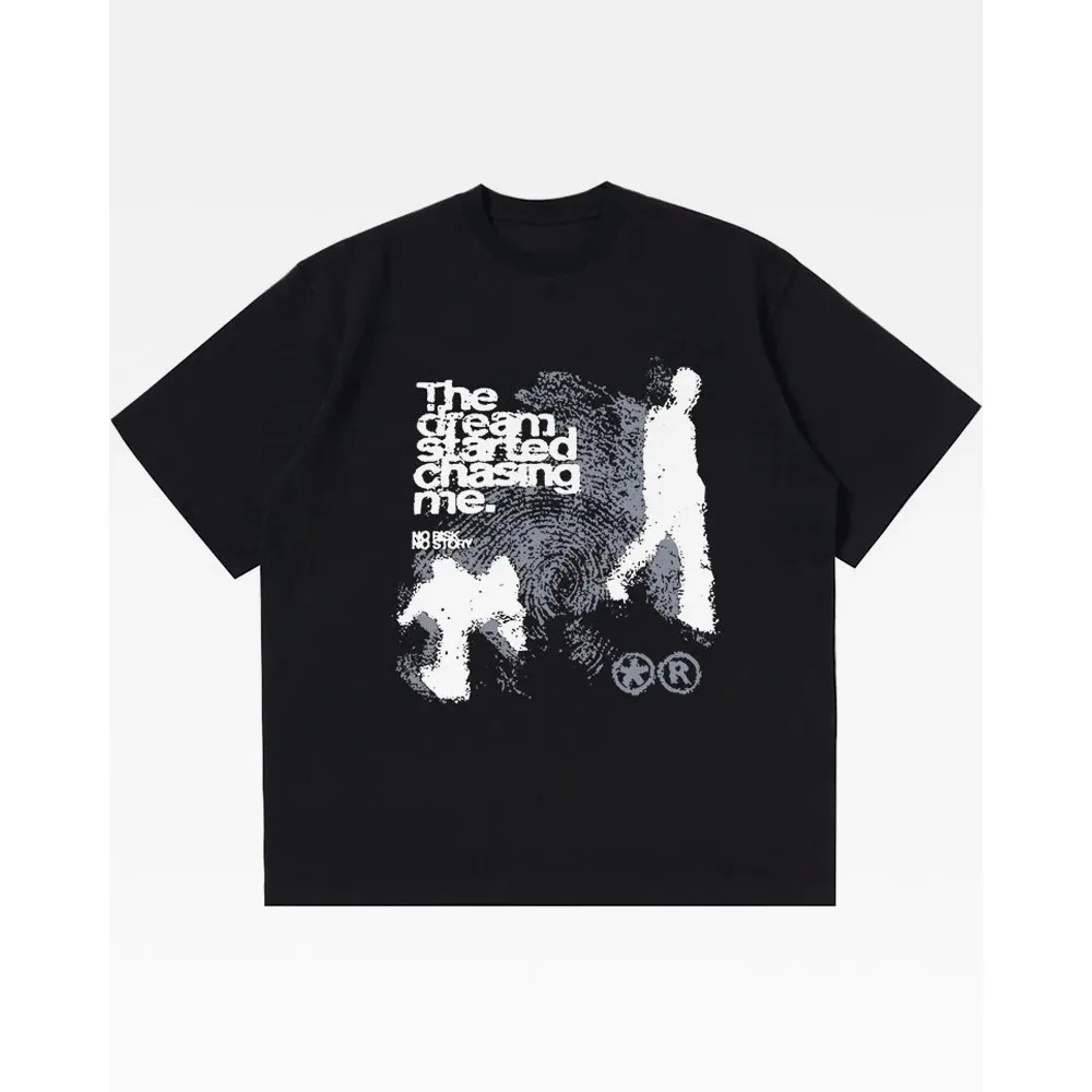 Y2K Streetwear T-Shirt für Männer und Frauen, The Dream Started Chasing Me, grafisches, übergroßes, lockeres, kurzärmliges, lässiges T-Shirt aus Baumwolle