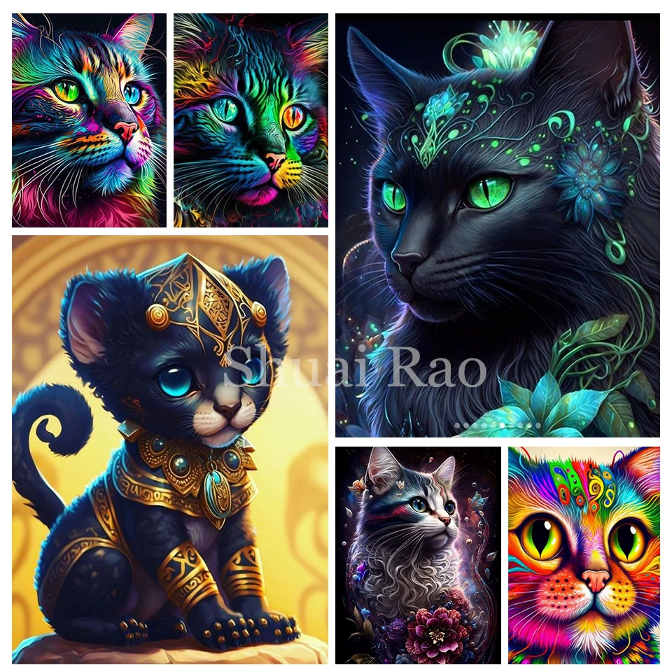 Colorful Cats Diamond Painting New 2023 Full Diamond Mosaic Embroidery Rhinestone Picture Creative Handicraft Gift Home Decor