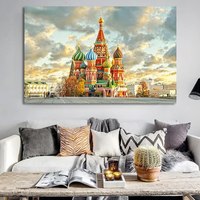 Modern Red Square in Moscow Canvas Painting  Russia Wall Art Poster Prints for Living Room Decor  Contemporary Home Decor Pictur