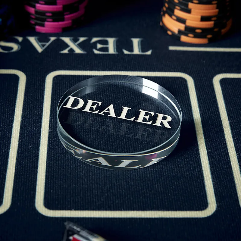 

Texas Hold'em Round High Grade Acrylic Crystal DEALER Banker Position Code Poker Pressure Plate Button Indicator