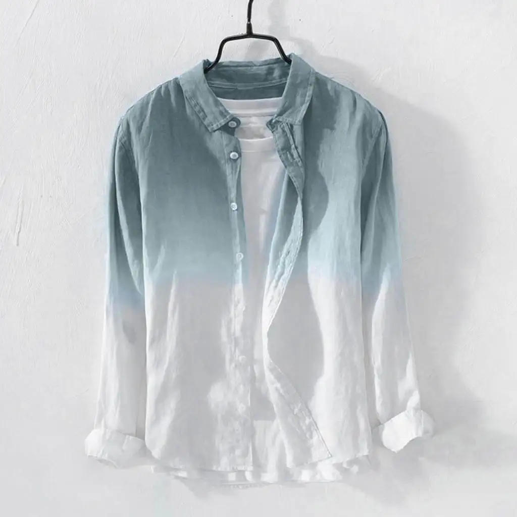 

New Men's Autumn Shirt Thin Breathable Collar Nine Sleeve Length Regular Thickness Special Wide Fit Male Fashion Clothing