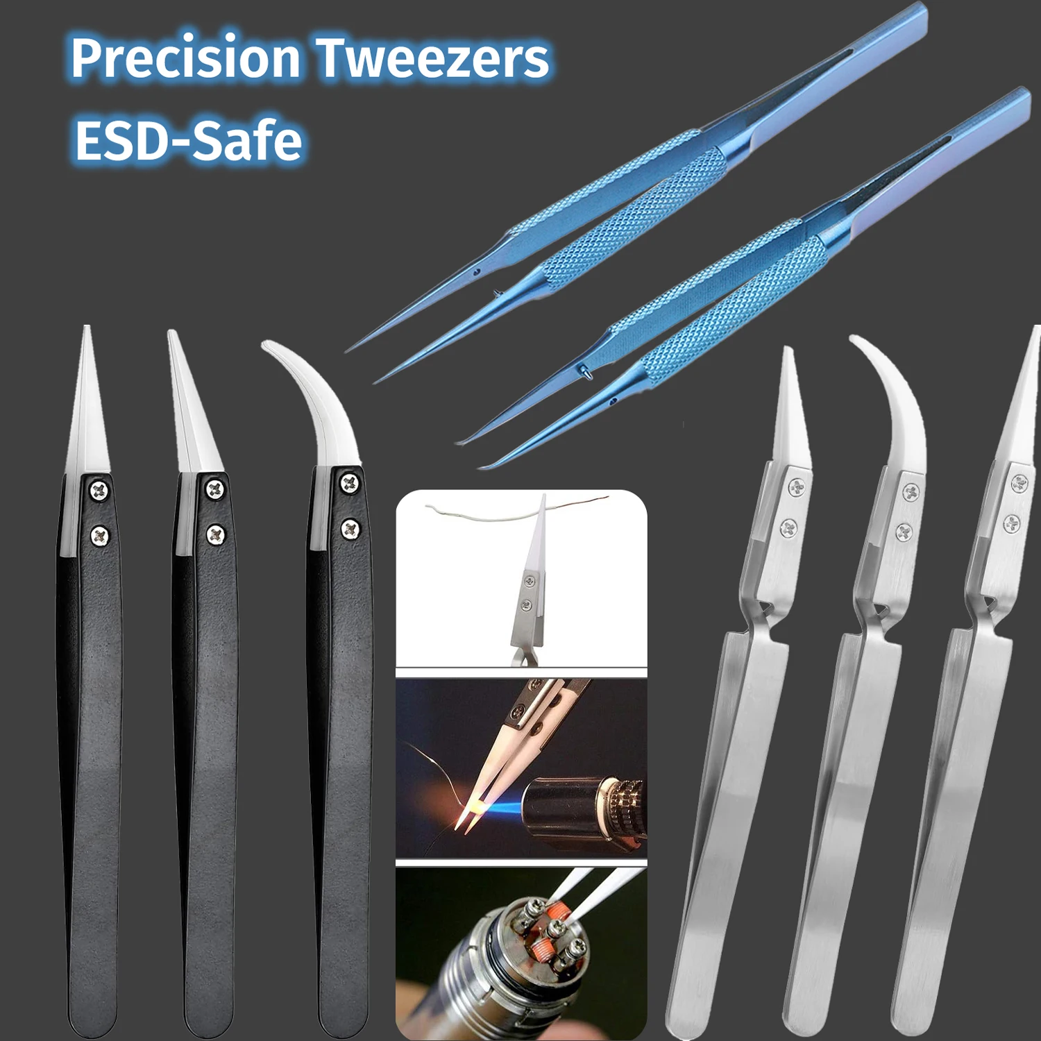 Precision Ceramic Titanium Tweezers Professional Repair Fingerprint Fly Line Phone Motherboard Antimagnetic Electronics Forceps