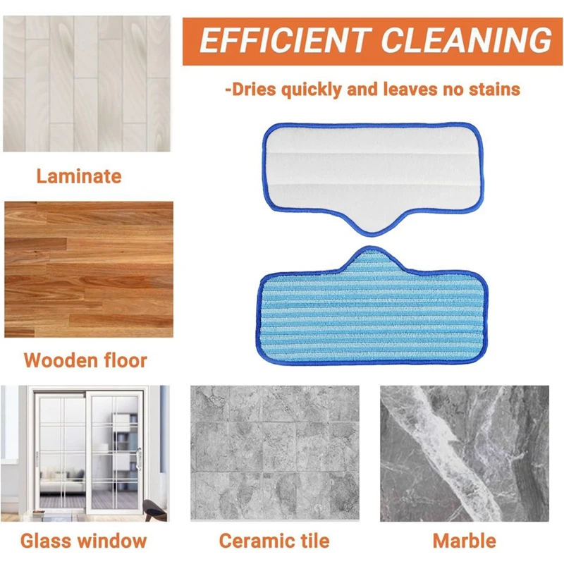 Dupray용 극세사 걸레 패드, 깔끔한 스팀 클리너, 재사용 가능한 기계, 단단한 나무 타일 돌 바닥용 세척 가능, 6 개