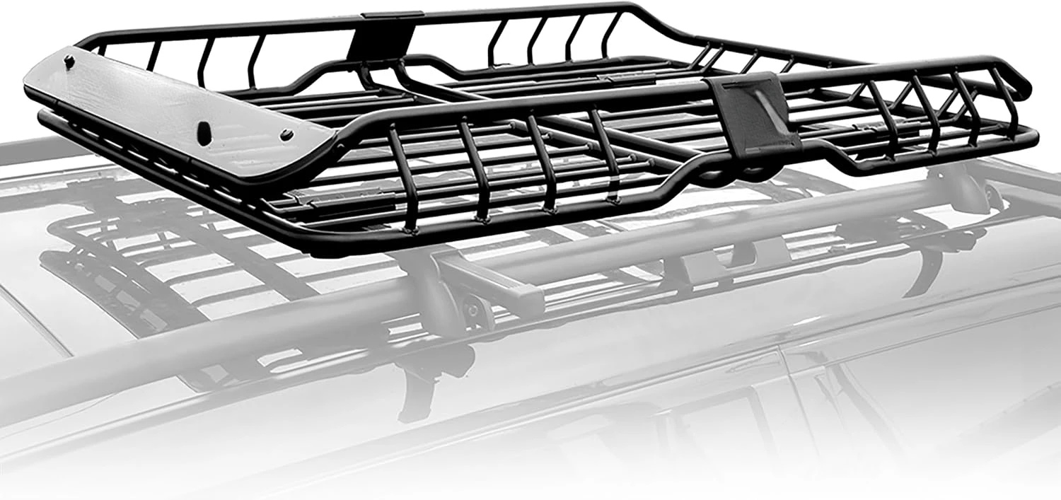 TG-RK1B942B Heavy Duty Roof Mounted Cargo Basket Rack | L57.5 x W42 x H6 | Roof Top Luggage Carrier