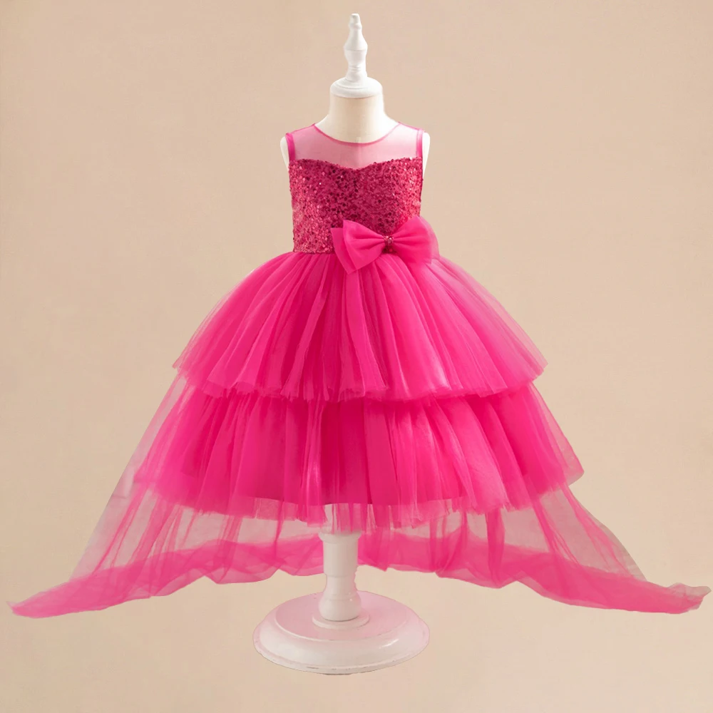 Girls Trailing Party Princess Dress Girl Birthday Party Dresses Kids Fashion Evening Prom Gown Children Daily Holiday Costumes