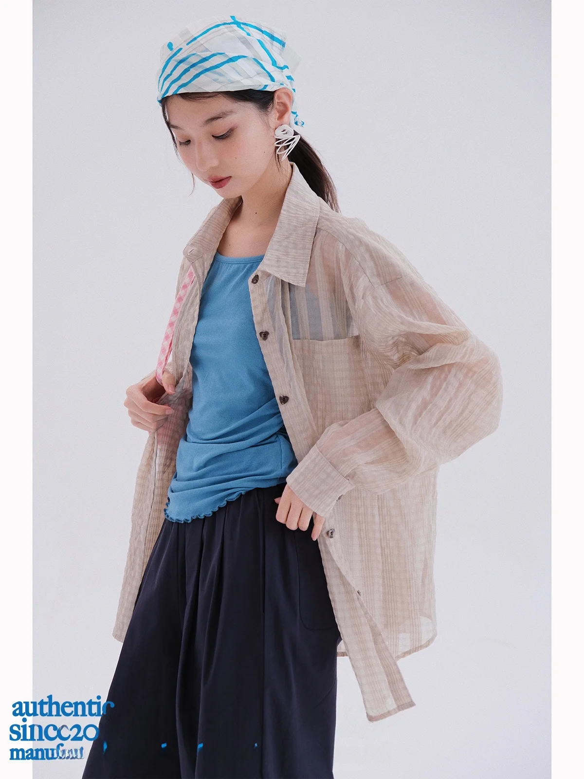 

Женская новая летняя прозрачная тонкая рубашка-накидка с защитой от солнца, свободного кроя, с длинными рукавами, в стиле Sweet Sle