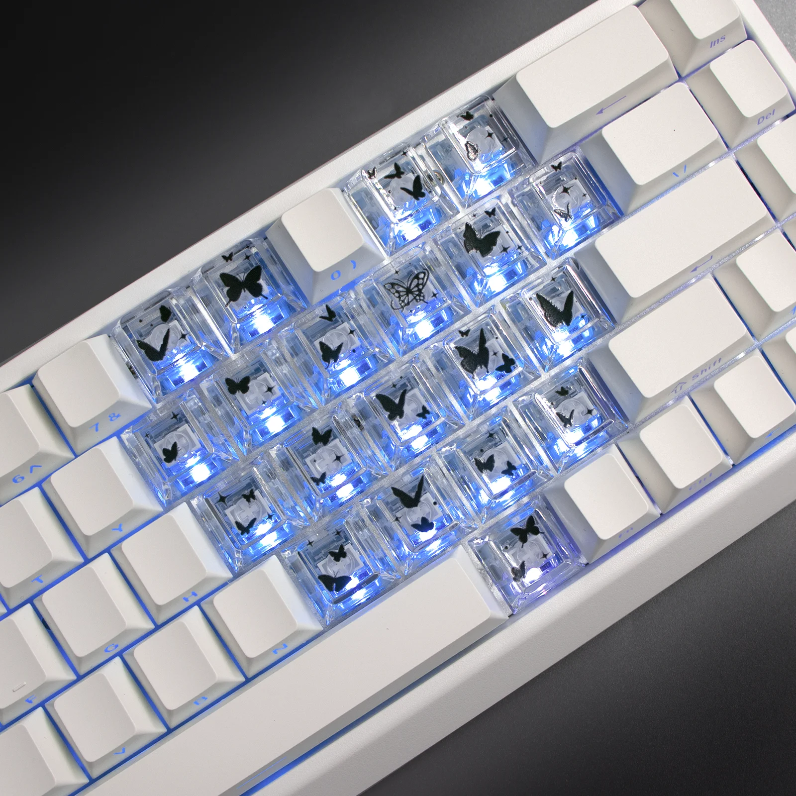 

Прозрачные клавишные колпачки Cool Jazz PC Butterfly, профиль Cherry, в форме сердца, декоративные DIY-колпачки, 21 клавиша для механических клавиатур