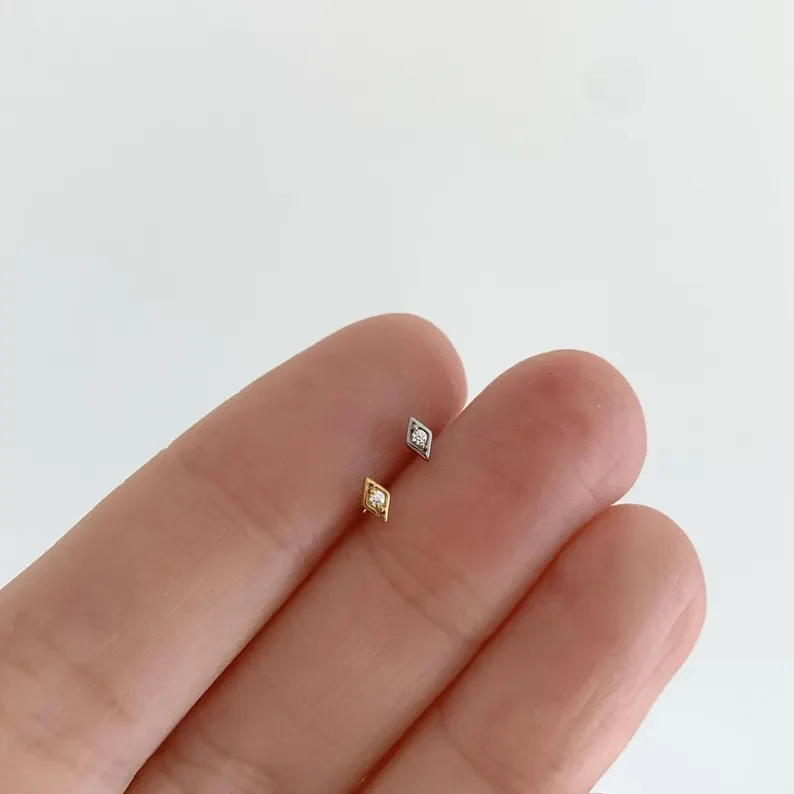 ROXI 1 Stück 925 Sterling Silber Mini Viereckiger Stern Zirkon Für Frau Flache Rückseite 18 Karat Gold Ins Piercing Ohrringe Edlen Schmuck – Detail 13