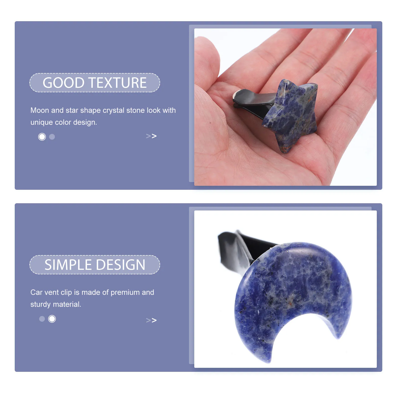 

2pcs Blue Stone Crystal Moon Star Car Air Vent Clips Aromatherapy Dashboard Decorations Women Car Interior Ornaments Non Fading