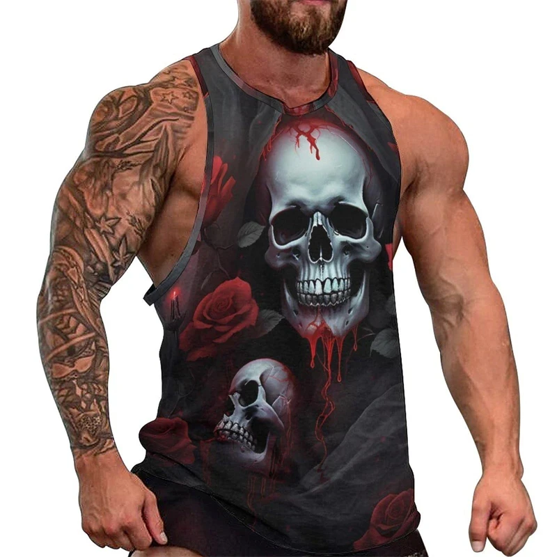 

2024 Newest Skull 3D Tank Tops Unisex Casual Sleeveless Tops Men Women Streetwear Fitness Vest Bodybuilding Broadcloth Clothing