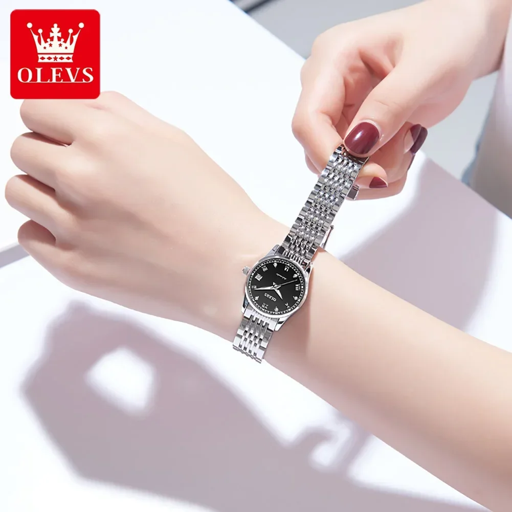 OLEVS-Reloj de pulsera para mujer, con movimiento automático Original, de lujo, luminoso, mecánico, de marca superior,reloj mujer